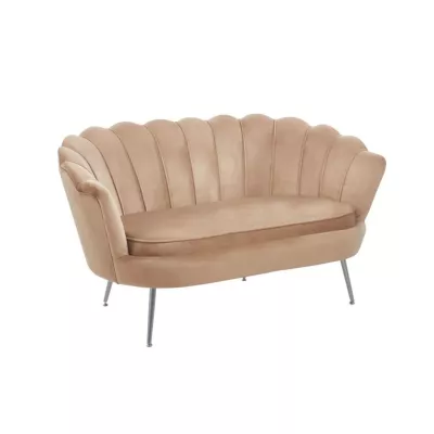 Elegantes Zweisitzer-Sofa IGLIKA – Cappuccino / silberne Beine