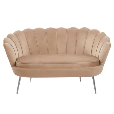 Elegantes Zweisitzer-Sofa IGLIKA – Cappuccino / silberne Beine