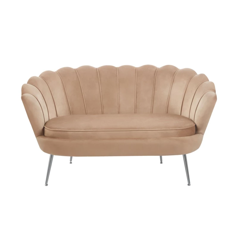 Elegantes Zweisitzer-Sofa IGLIKA – Cappuccino / silberne Beine