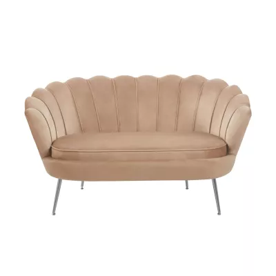 Elegantes Zweisitzer-Sofa IGLIKA – Cappuccino / silberne Beine