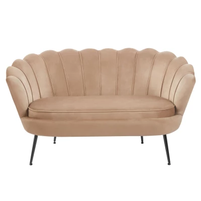Elegantes Zweisitzer-Sofa IGLIKA – Cappuccino / schwarze Beine