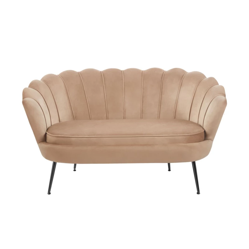 Elegantes Zweisitzer-Sofa IGLIKA – Cappuccino / schwarze Beine