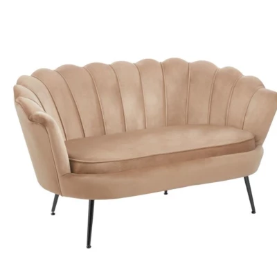 Elegantes Zweisitzer-Sofa IGLIKA – Cappuccino / schwarze Beine