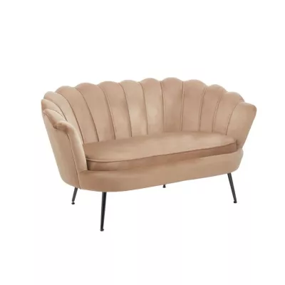 Elegantes Zweisitzer-Sofa IGLIKA – Cappuccino / schwarze Beine
