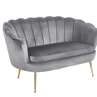 Elegantes Zweisitzer-Sofa IGLIKA – grau / goldene Beine
