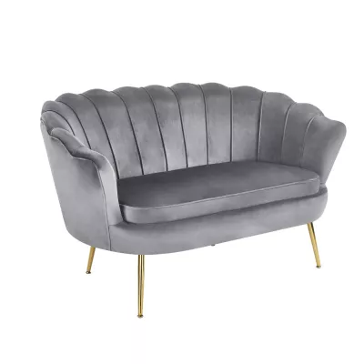 Elegantes Zweisitzer-Sofa IGLIKA – grau / goldene Beine