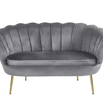 Elegantes Zweisitzer-Sofa IGLIKA – grau / goldene Beine