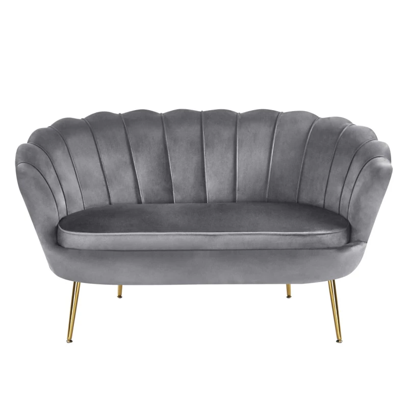 Elegantes Zweisitzer-Sofa IGLIKA – grau / goldene Beine