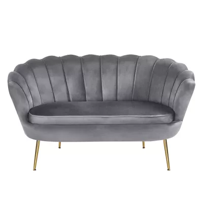 Elegantes Zweisitzer-Sofa IGLIKA – grau / goldene Beine