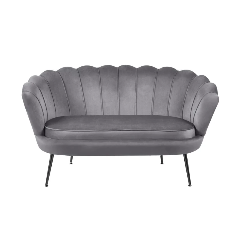 Elegantes Zweisitzer-Sofa IGLIKA – grau / schwarze Beine