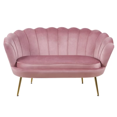 Elegantes Zweisitzer-Sofa IGLIKA – rosa/goldene Beine