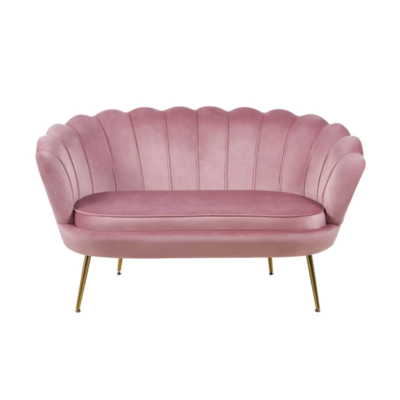 Elegantes Zweisitzer-Sofa IGLIKA – rosa/goldene Beine