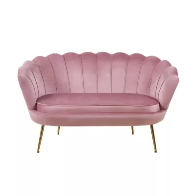 Elegantes Zweisitzer-Sofa IGLIKA – rosa/goldene Beine
