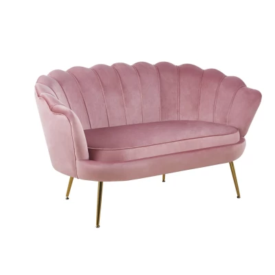 Elegantes Zweisitzer-Sofa IGLIKA – rosa/goldene Beine