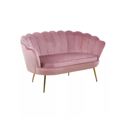 Elegantes Zweisitzer-Sofa IGLIKA – rosa/goldene Beine