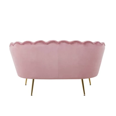 Elegantes Zweisitzer-Sofa IGLIKA – rosa/goldene Beine