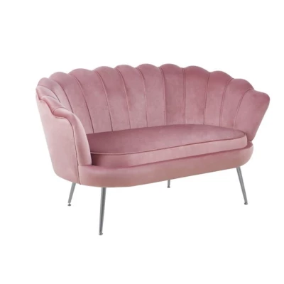 Elegantes Zweisitzer-Sofa IGLIKA – rosa / silberne Beine
