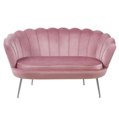 Elegantes Zweisitzer-Sofa IGLIKA – rosa / silberne Beine