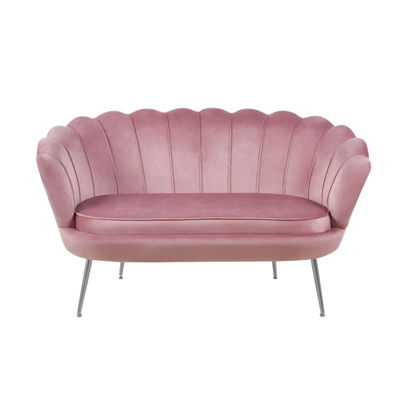 Elegantes Zweisitzer-Sofa IGLIKA – rosa / silberne Beine