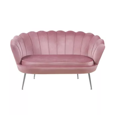 Elegantes Zweisitzer-Sofa IGLIKA – rosa / silberne Beine