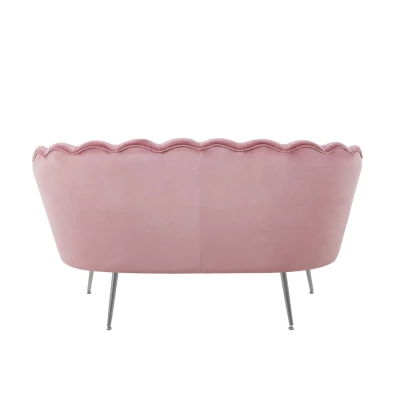 Elegantes Zweisitzer-Sofa IGLIKA – rosa / silberne Beine