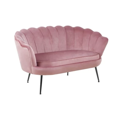 Elegantes Zweisitzer-Sofa IGLIKA – rosa / schwarze Beine