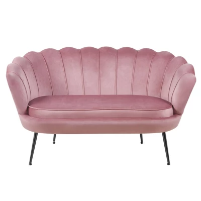 Elegantes Zweisitzer-Sofa IGLIKA – rosa / schwarze Beine