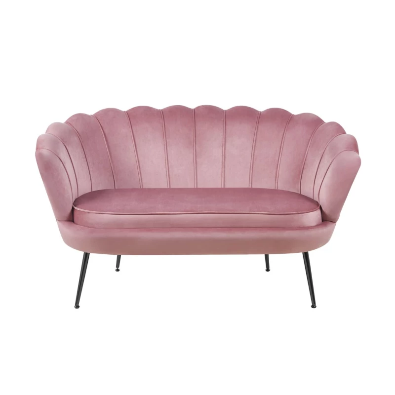 Elegantes Zweisitzer-Sofa IGLIKA – rosa / schwarze Beine