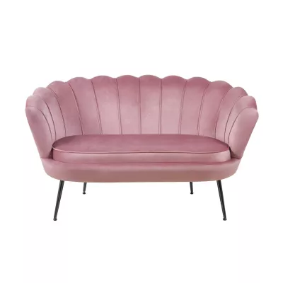 Elegantes Zweisitzer-Sofa IGLIKA – rosa / schwarze Beine