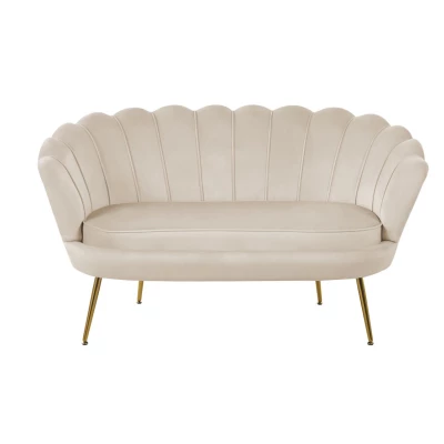 Elegantes Zweisitzer-Sofa IGLIKA – beige / goldene Beine