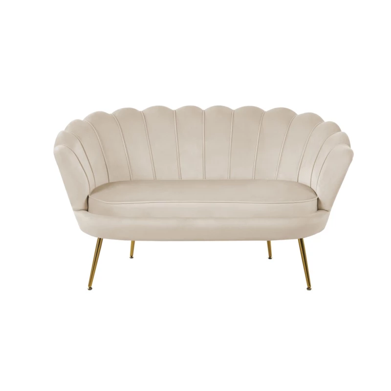 Elegantes Zweisitzer-Sofa IGLIKA – beige / goldene Beine