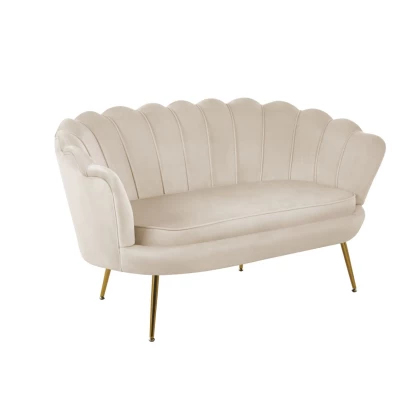 Elegantes Zweisitzer-Sofa IGLIKA – beige / goldene Beine