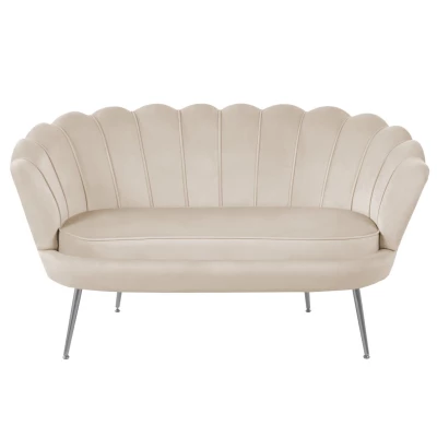 Elegantes Zweisitzer-Sofa IGLIKA – beige / silberne Beine