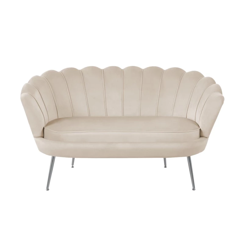 Elegantes Zweisitzer-Sofa IGLIKA – beige / silberne Beine
