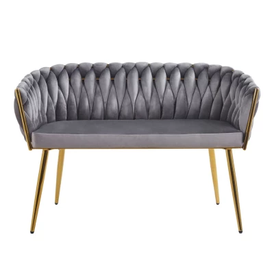 Designer-Doppelsessel HANIFE – Grau/Gold