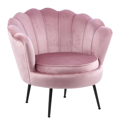 Eleganter Sessel THIAGO – rosa / schwarze Beine