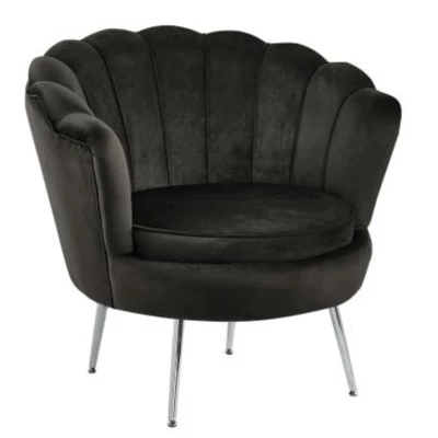 Eleganter Sessel THIAGO – schwarz / silberne Beine
