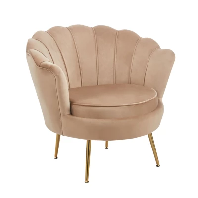 Eleganter Sessel THIAGO – Cappuccino / goldene Beine