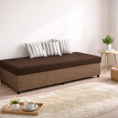 Tagesbett 80x200 HOMVERO - dunkelbraun / hellbraun