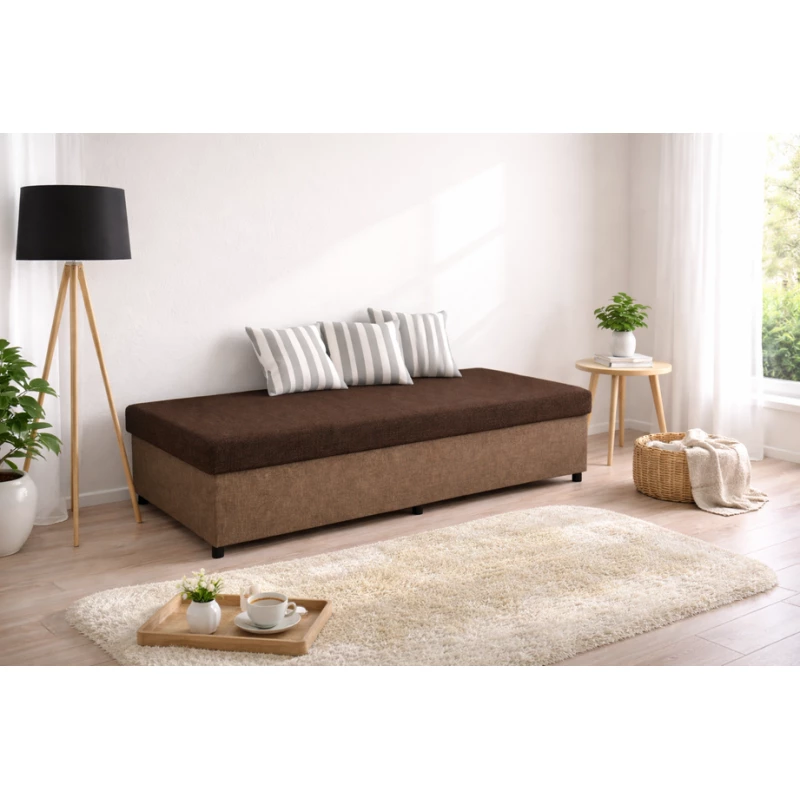 Tagesbett 80x200 HOMVERO - dunkelbraun / hellbraun