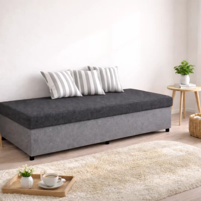 Tagesbett mit Stauraum 80x200 ARVENZA - Dunkelgrau/Hellgrau