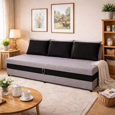 Tagesbett mit Stauraum 80x200 VIONEST - Hellgrau/Schwarz