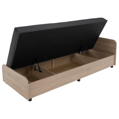 Tagesbett mit Kopfteil und Stauraum 80x200 LUNVI - hellbraun