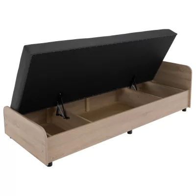 Tagesbett mit Kopfteil und Stauraum 80x200 LUNVI - hellbraun