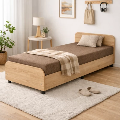 Tagesbett mit Kopfteil und Stauraum 80x200 LUNVI - hellbraun