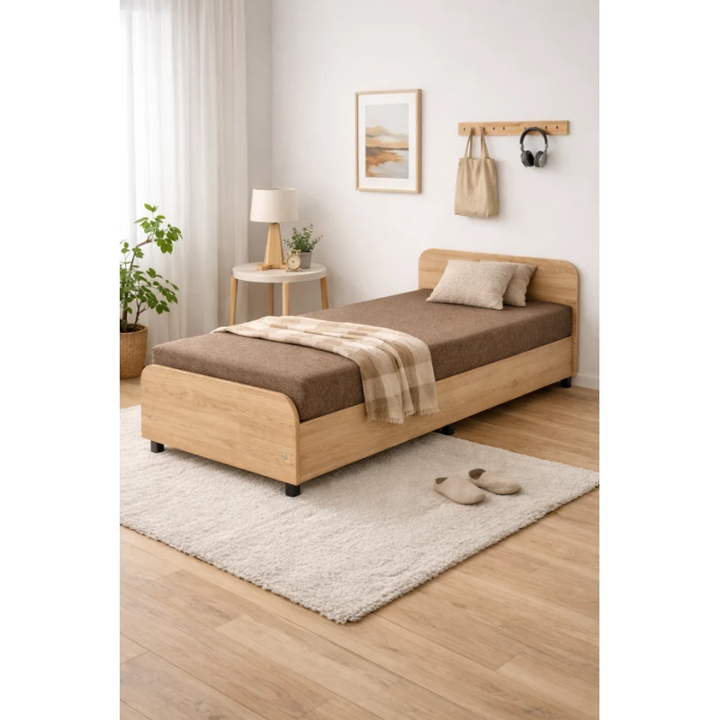 Tagesbett mit Kopfteil und Stauraum 80x200 LUNVI - hellbraun