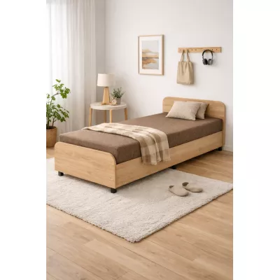 Tagesbett mit Kopfteil und Stauraum 80x200 LUNVI - hellbraun