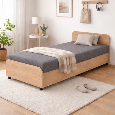 Tagesbett mit Kopfteil und Stauraum 80x200 LUNVI - hellgrau