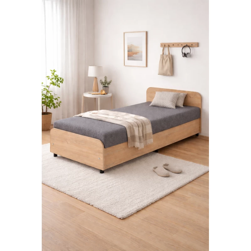 Tagesbett mit Kopfteil und Stauraum 80x200 LUNVI - hellgrau