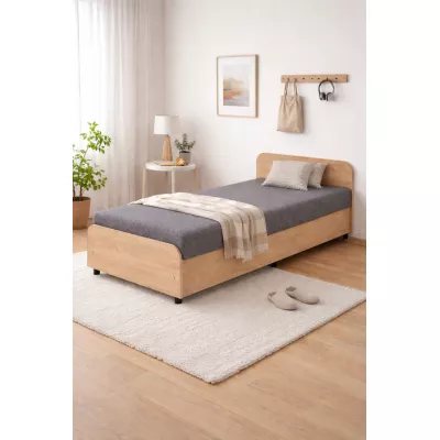 Tagesbett mit Kopfteil und Stauraum 80x200 LUNVI - hellgrau